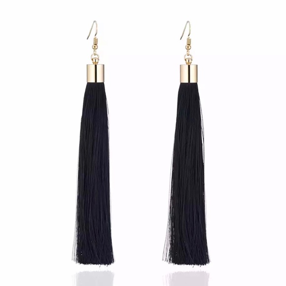 Jewelry - Black Long Tassel Earrings